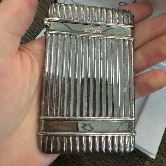 925 Sterling silver Christofle Paris vintage ribbed solid card holder - Picture 12 of 15
